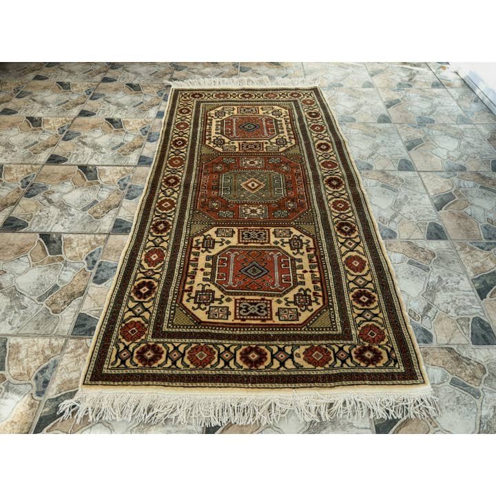 Tapis Vintage Turc - Laine Géométrique - 3x6ft pour la vente par Oushak Rugs