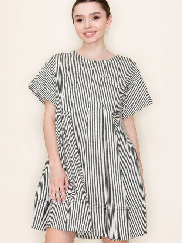 Star Drop - Wholesale Dress - Women's - STRIPE SWING SHORT DRESS- SDD637510
