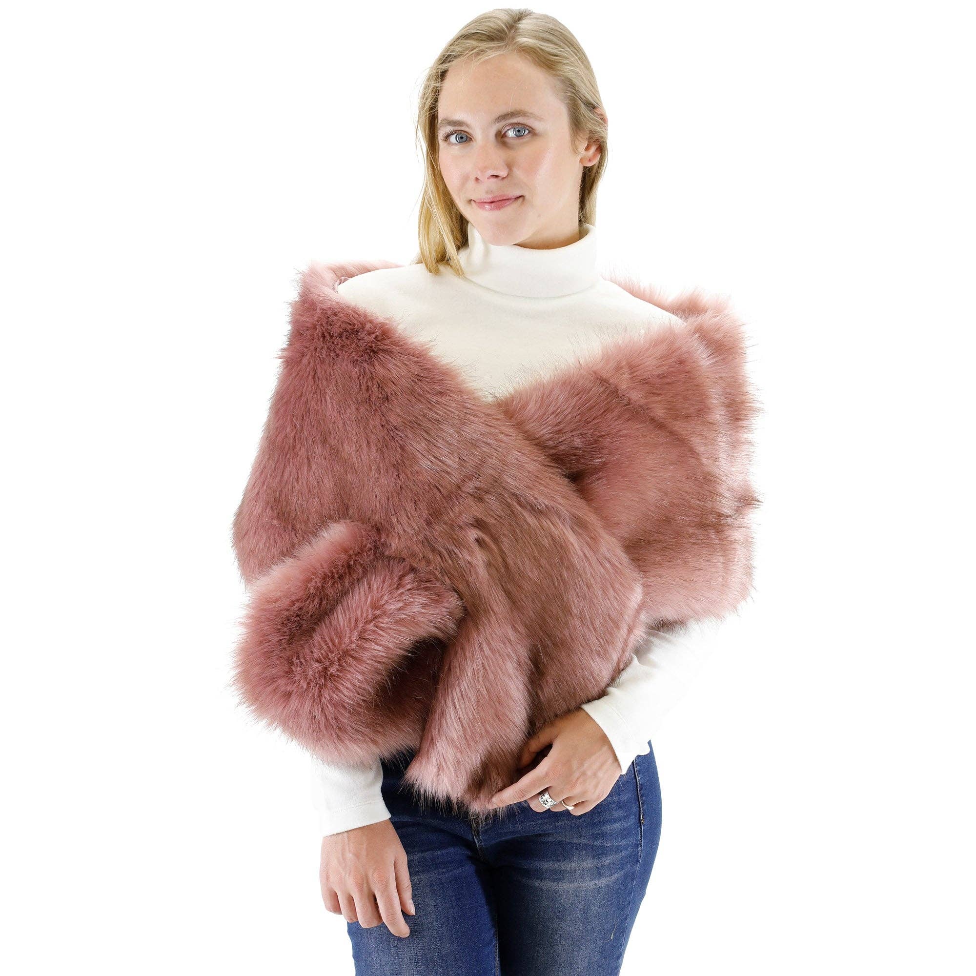 TAPA fashion - Wholesale Fur/Faux Fur Coat - Women's - Faux Fur Shawl Wide P373 (3PC)32