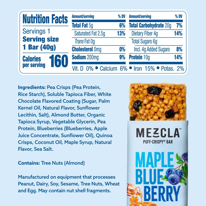 Mezcla - Wholesale Snack Bar - Maple Blueberry 12 Bar Pack ($1.73 / Bar)2