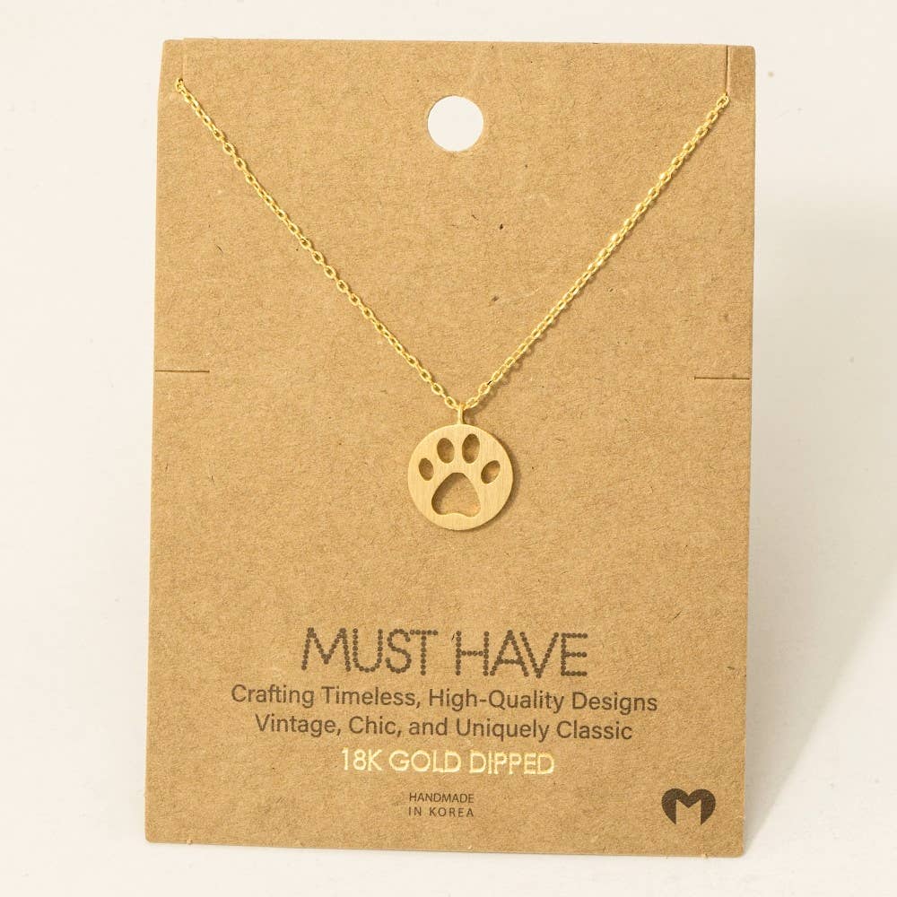 Fame Accessories - Wholesale Pendant/Charm Necklace - Paw Print Pendant Necklace1