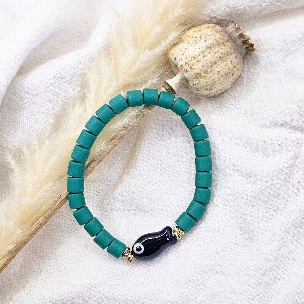 Ibiza Boutique - Wholesale Beaded Bracelet - Ibiza bracelet fish green blue2