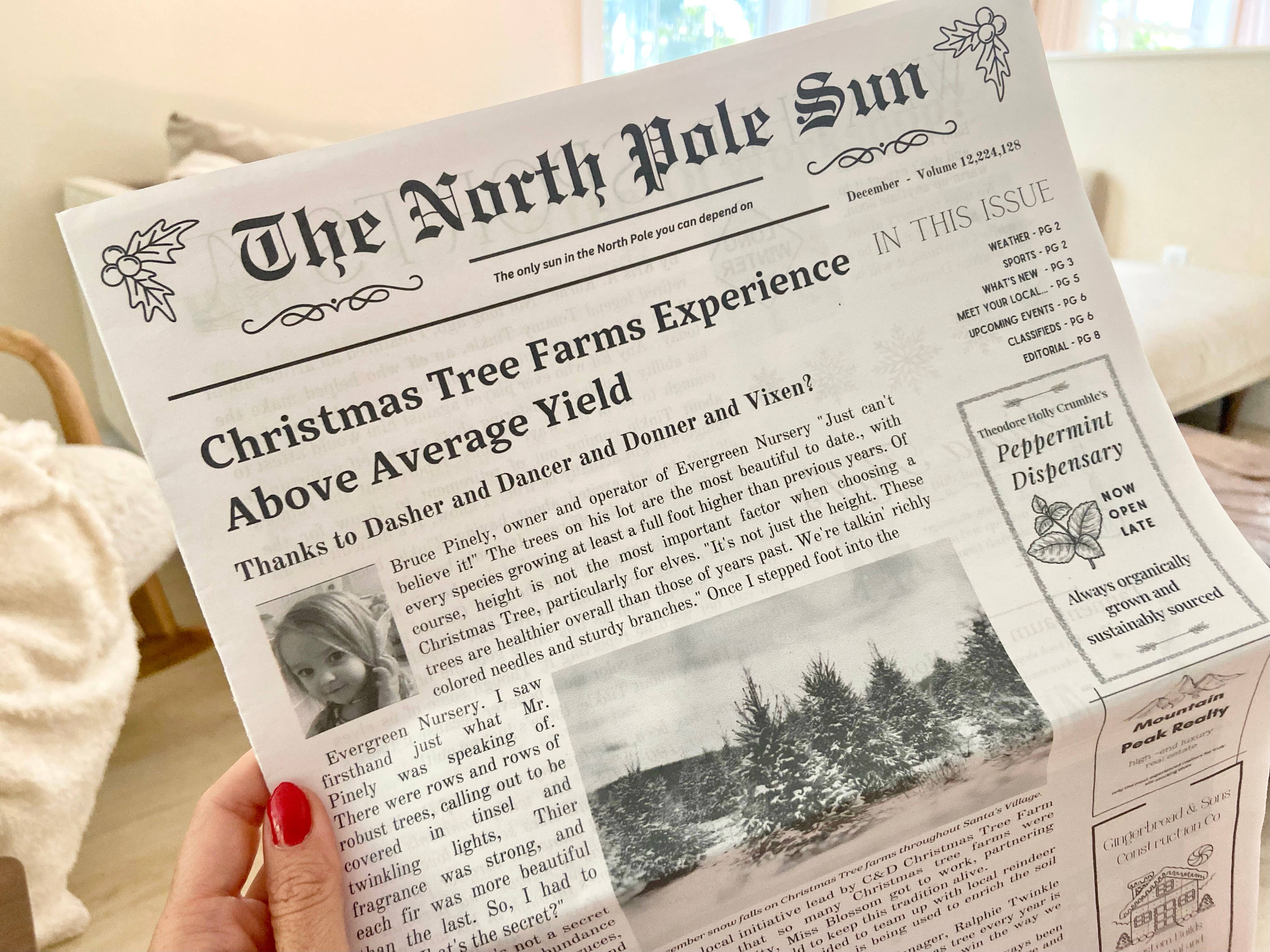 The North Pole Sun – wholesale Flat wrap – Holiday Newspaper from The North Pole RECYCLED plastic free0