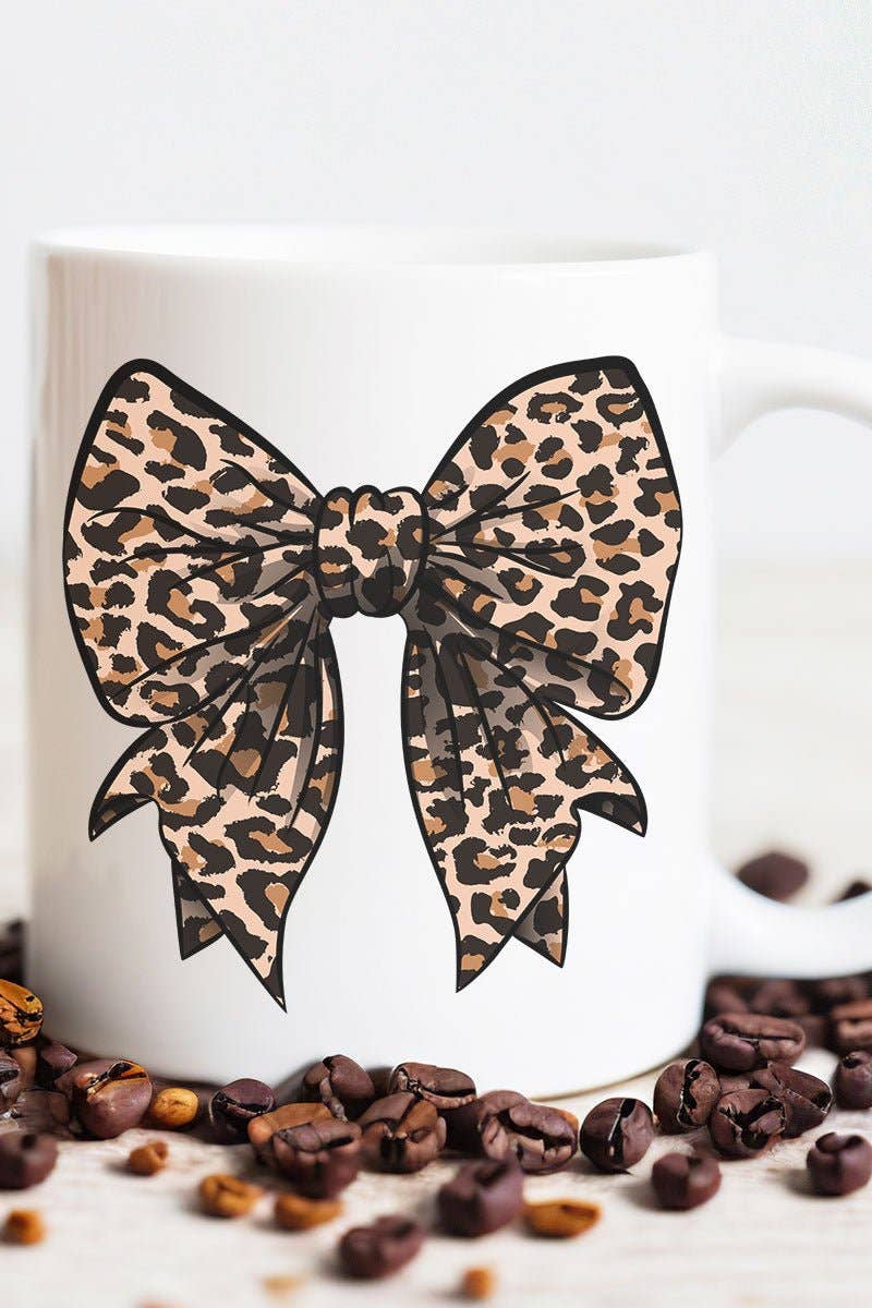 Wholesale Accessory Market - Wholesale Coffee Mug - Lovely Leopard Bow Ceramic Mug
