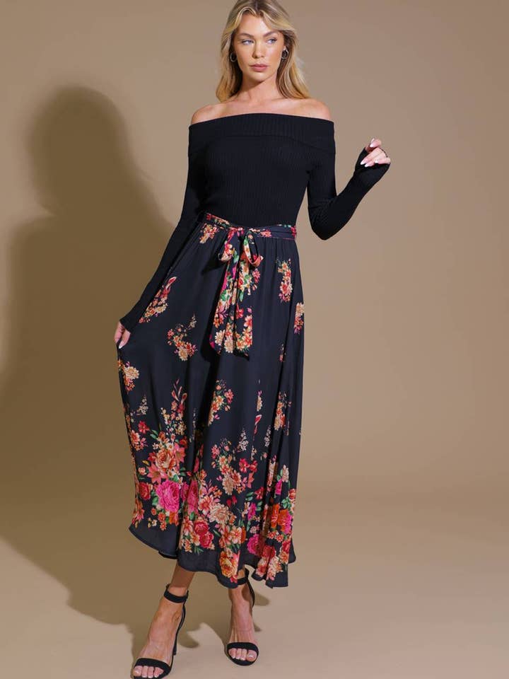 A sweater and woven combination dress - ID21441 for wholesale by FLYING TOMATO