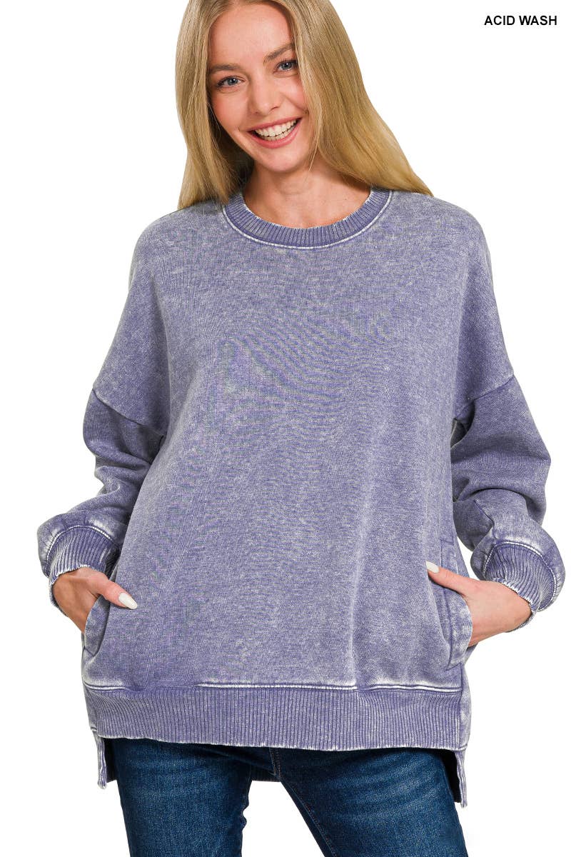42POPS - Wholesale Sweatshirt - Women's - ',,, Fleece Hi Low Hem Pullover With Pockets5