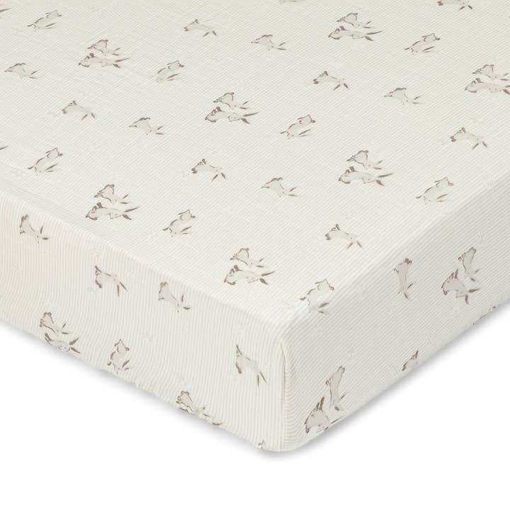 Organic Cotton Bunny Fitted Crib Sheet for wholesale by Crane Baby