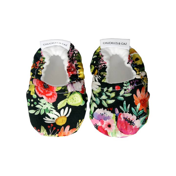 Watercolour Flower Baby Booties for wholesale by Chuckles & Caz