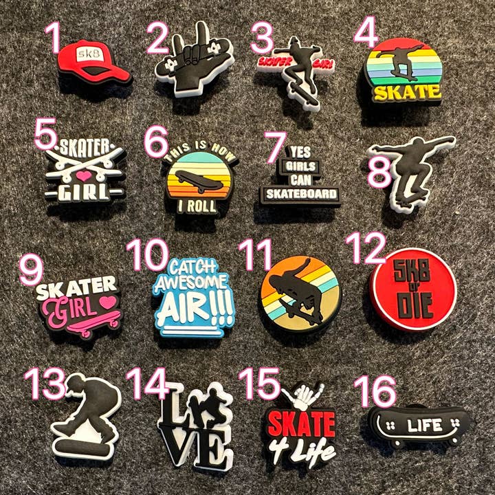 JuliesDecal – Großhandel Schuhzubehör – Unisex – Wähle deine eigenen Skate Skateboard Skater-Schuhanhänger