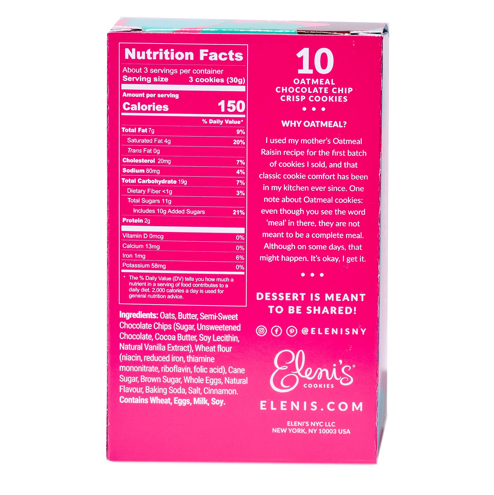 Eleni's Cookies - Wholesale Cookie - Oatmeal Chocolate Chip Cookie Rectangle Box3