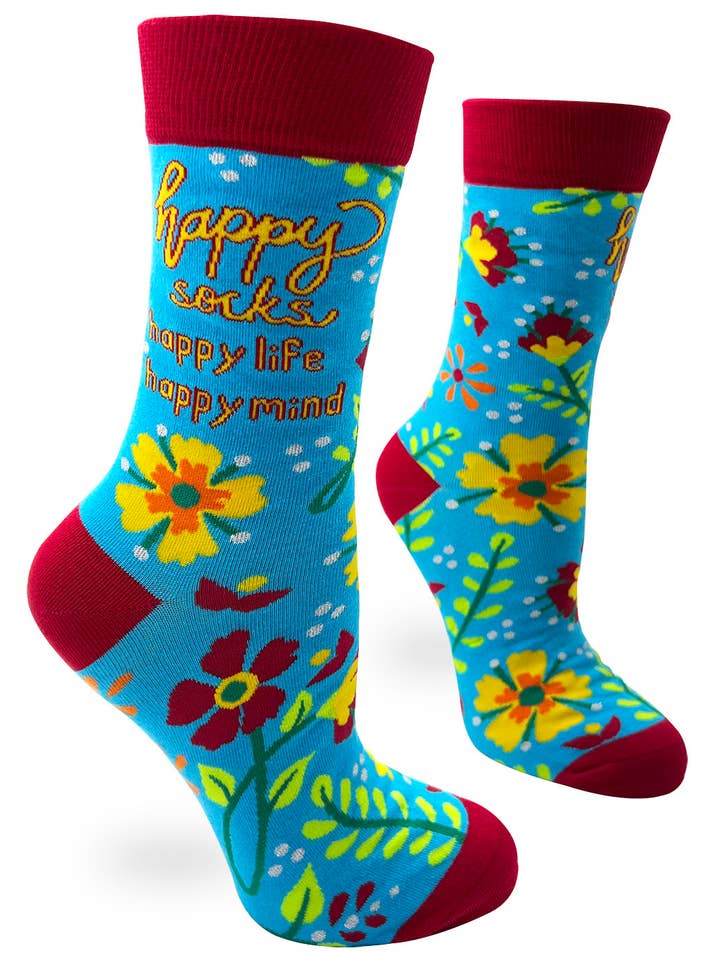 Happy Socks, Happy Life, Happy Mind Women's Crew Socks for wholesale by Fabdaz