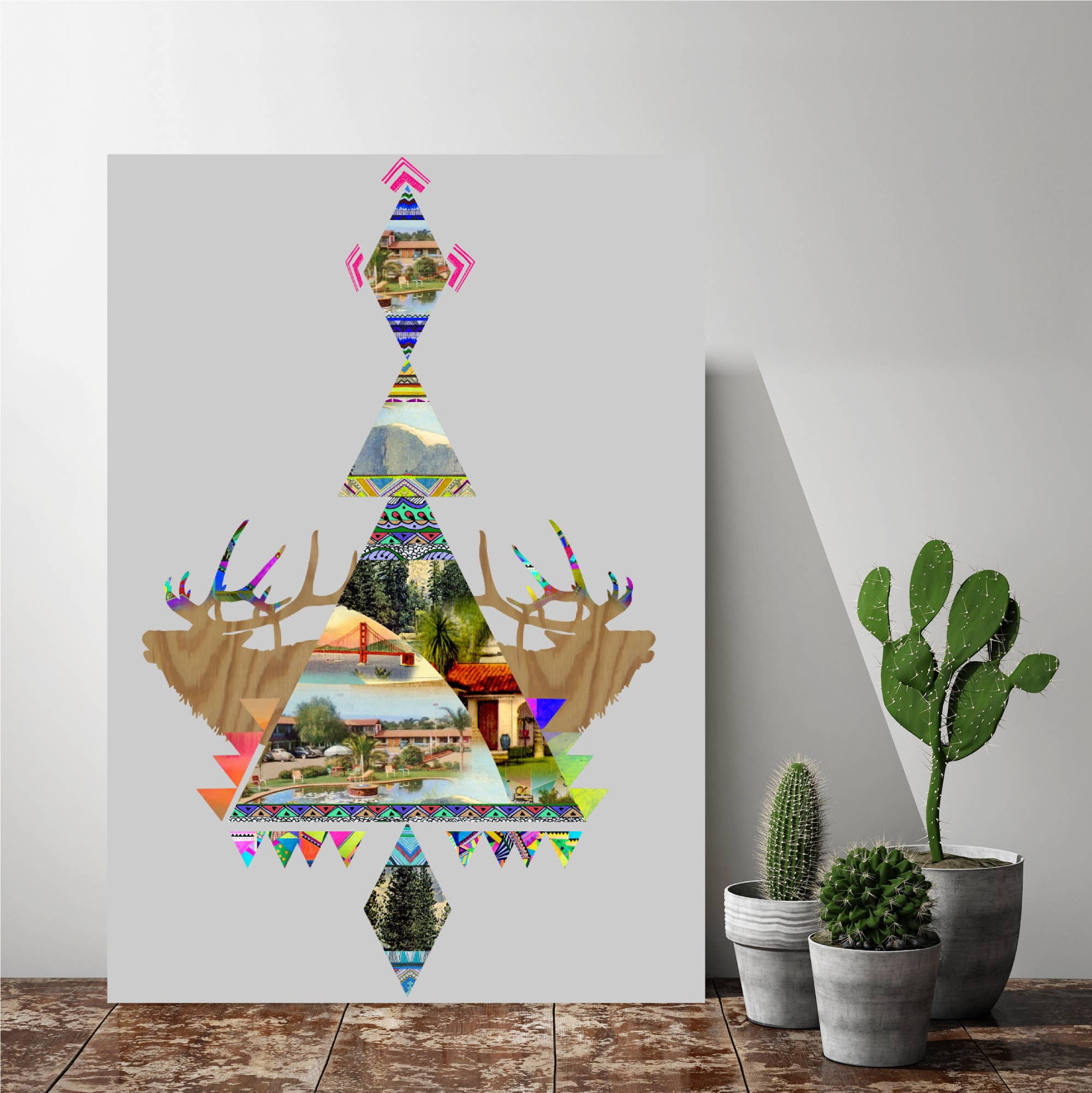 Courtside Market - Wholesale Art Print - Boho Deer Design - Gallery Wrapped Canvas Wall  Art 1