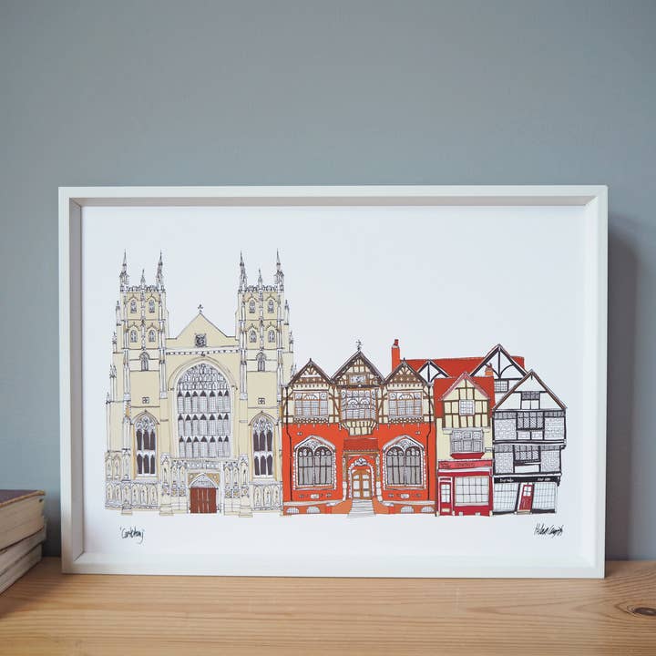 Stampa A4 con skyline di Canterbury per la vendita all'ingrosso da parte di Helena Carrington