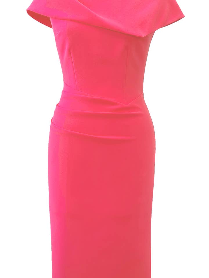 Abito Olympia con colletto elegante e pieghe frontali per la vendita all'ingrosso da parte di Mellaris