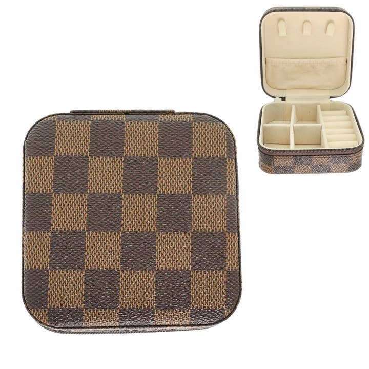 SP Sophia Collection - Wholesale Jewelry Box/Organizer - Checker Pattern PU Leather Jewelry Box 1