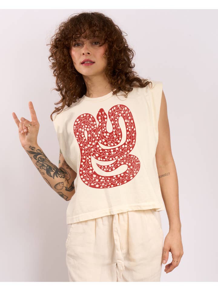 Go To Devil - Wholesale Screen Printed T-Shirt - Women's - Snake Joan Heavyweight Muscle Tee