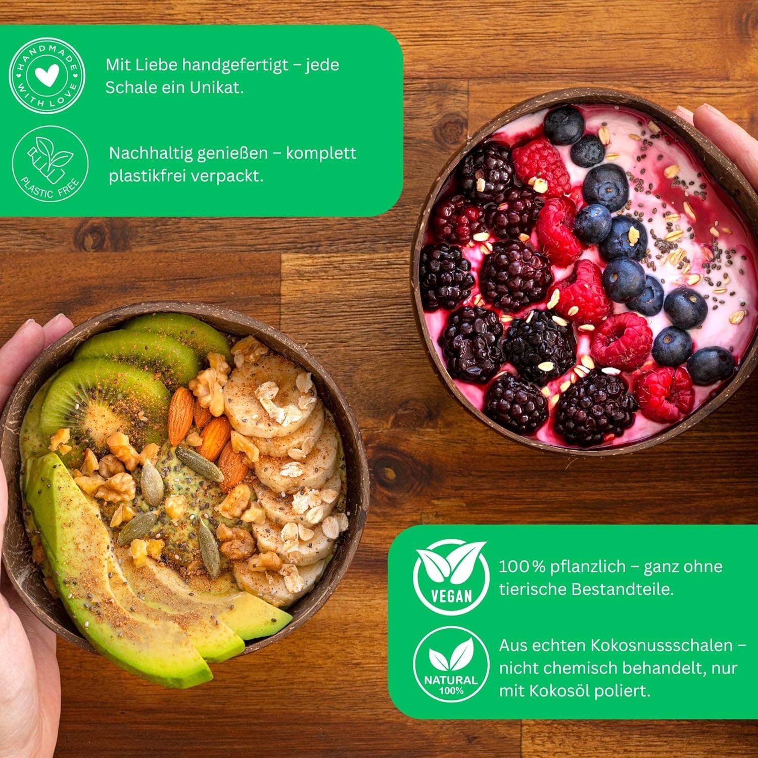 Biomatea - Wholesale Serving Utensil - Coconut 4-piece Bowl Set – 2 Bowl + 2 Spoons – Handmade1