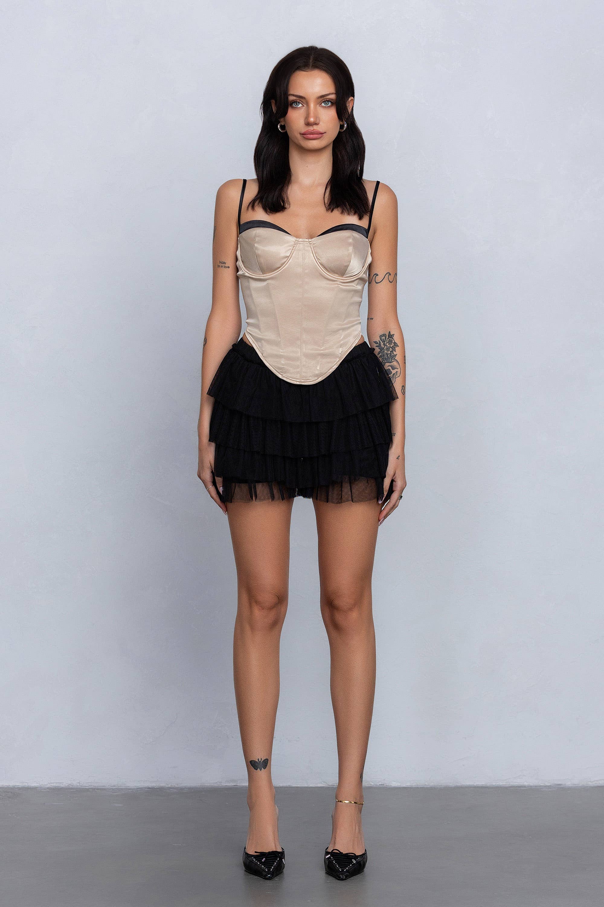 No Vacancy - Vente Bustier – femme - Camisole bustier à bretelles spaghetti en satin bicolore5