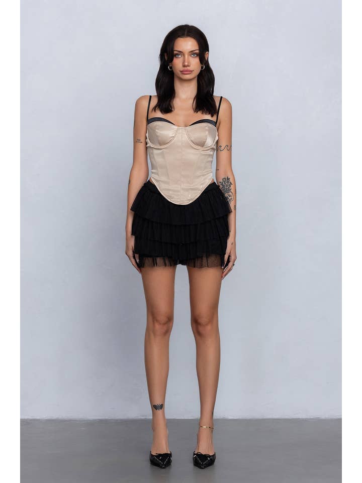 No Vacancy - Wholesale Bustier - Women's - Two tone satin spaghetti strap bustier cami2