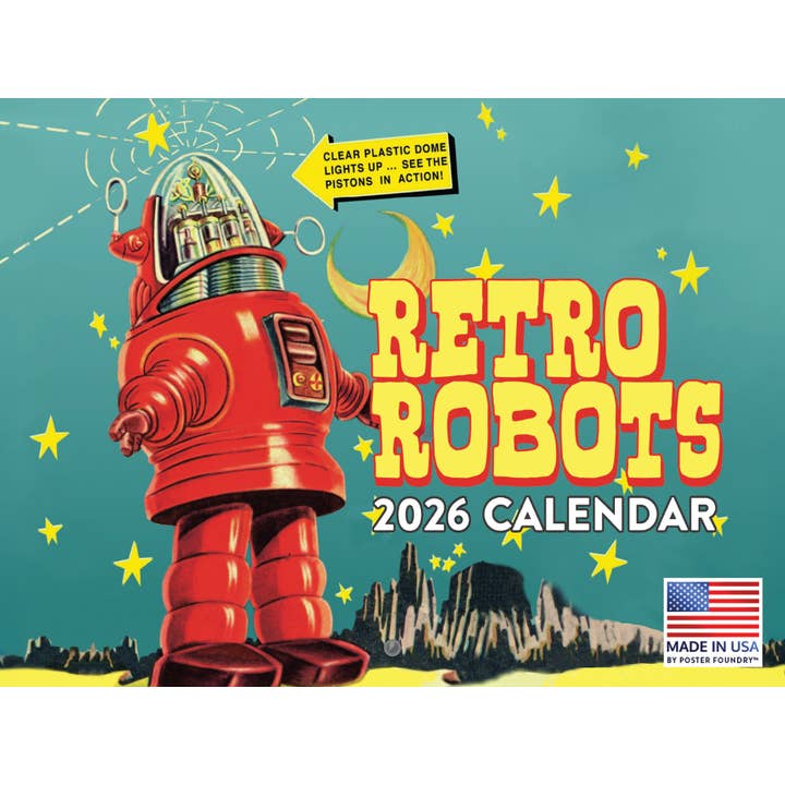 Calendário Retro Robot 2026 Calendário de Parede Mensal 12 Meses por atacado de 2026 Calendars