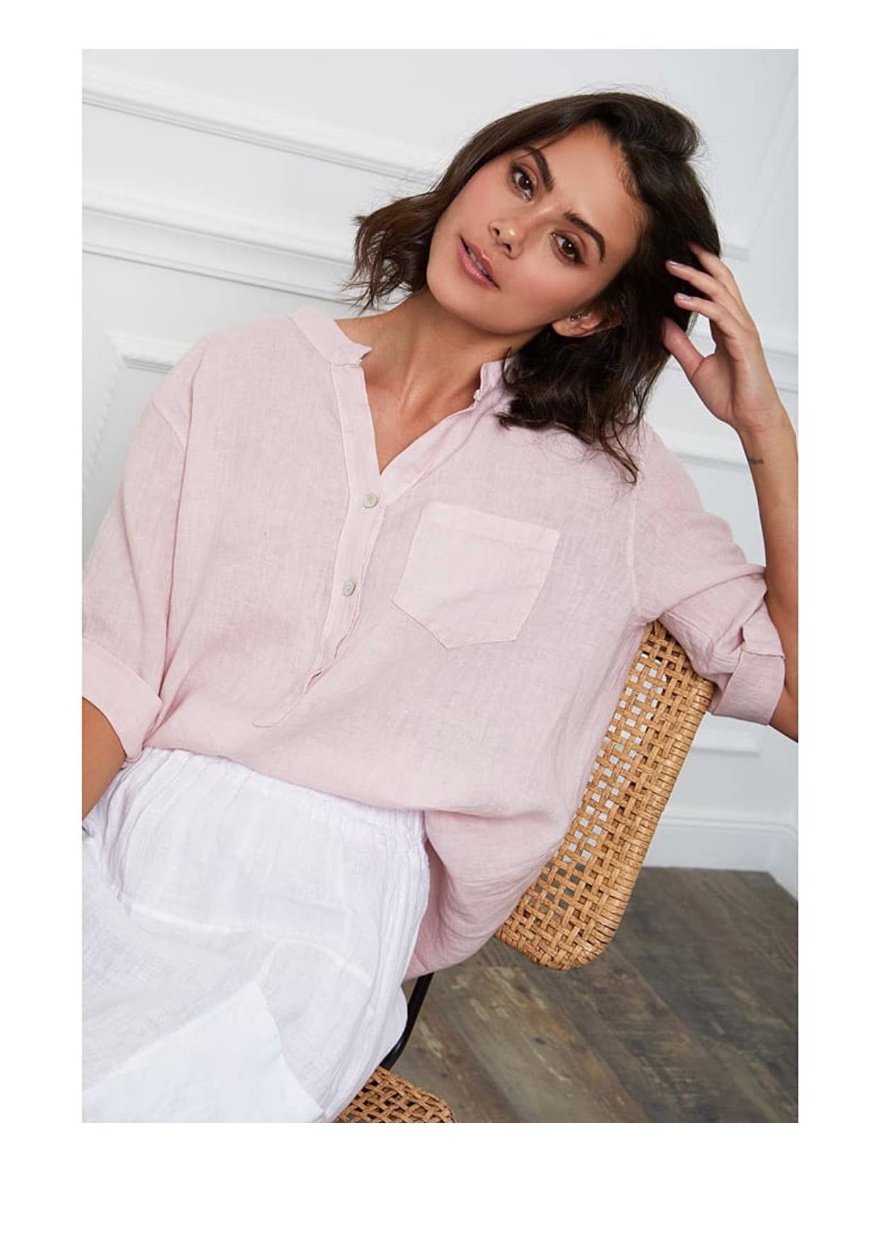 LÉA & LUC - Wholesale Button Down Shirt - Women's - 100% Linen Blouse REF. 636744