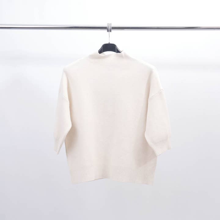 Cecile Wang - Wholesale Knit Sweater - Women's - 3/4 sleeve high neck sweater ZMP12725