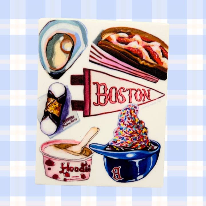 Boston Foods 2.0 - Autocollants Souvenirs de la Nouvelle-Angleterre pour la vente par Laurel Greenfield Art