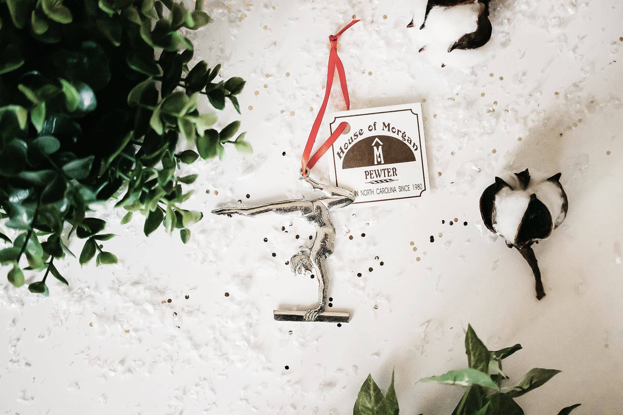 House of Morgan Pewter - Wholesale Ornament - Handmade Sports Athlete Christmas Ornament - Gymnast1