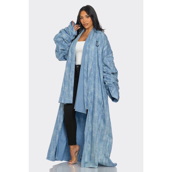 DENIM MAXI-DENIM-MANTEL MIT STAUBWEDEL für den Großhandel auf Faire