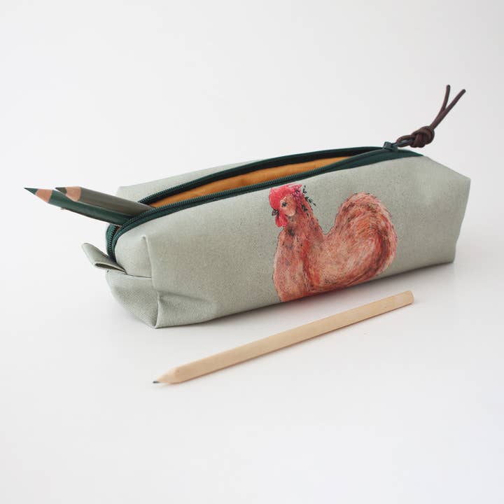 Henrietta the Chicken | Square Pouch | Pencil Case for wholesale by The Blue Rabbit House