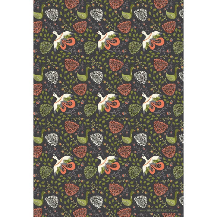 Amicreative – Engroshandel Gavepapir – Folkefugle Gavepapir Flade Ark - 20x29