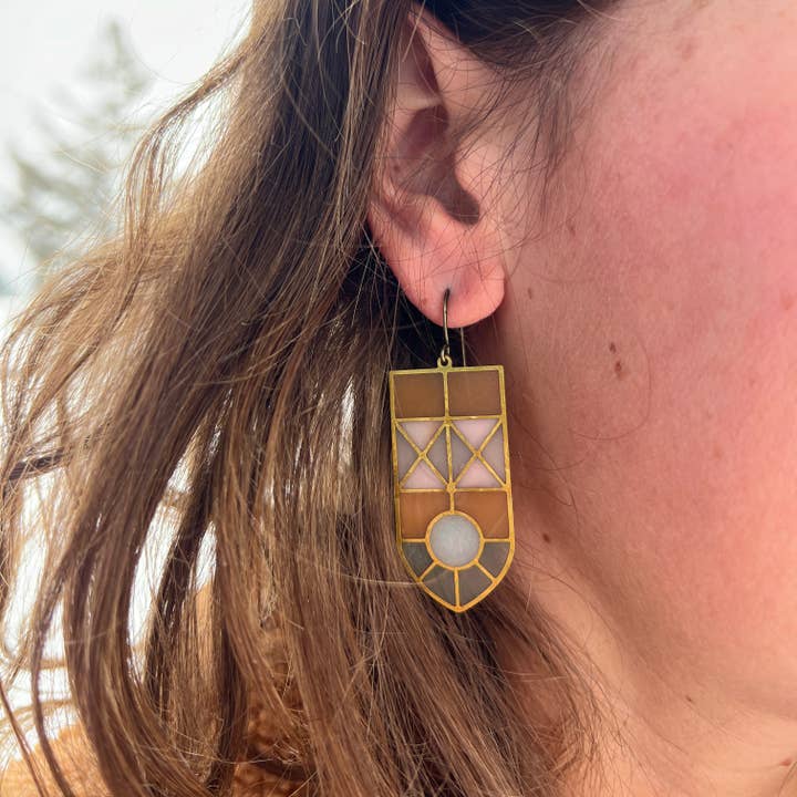 Vertex // stained glass resin earrings for wholesale by Wild Lupine Folkcraft