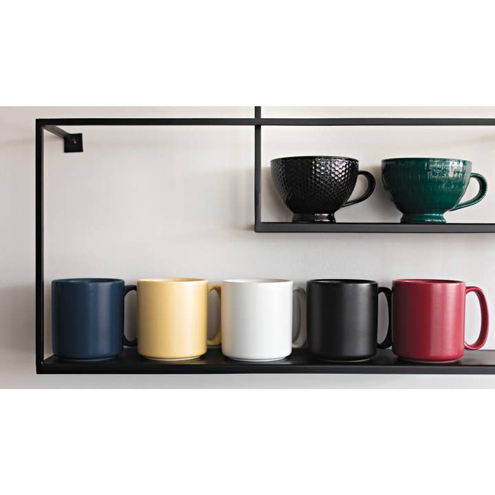 Danica Brands - Wholesale Coffee Mug - Black Stamped Latte Mug 14 oz