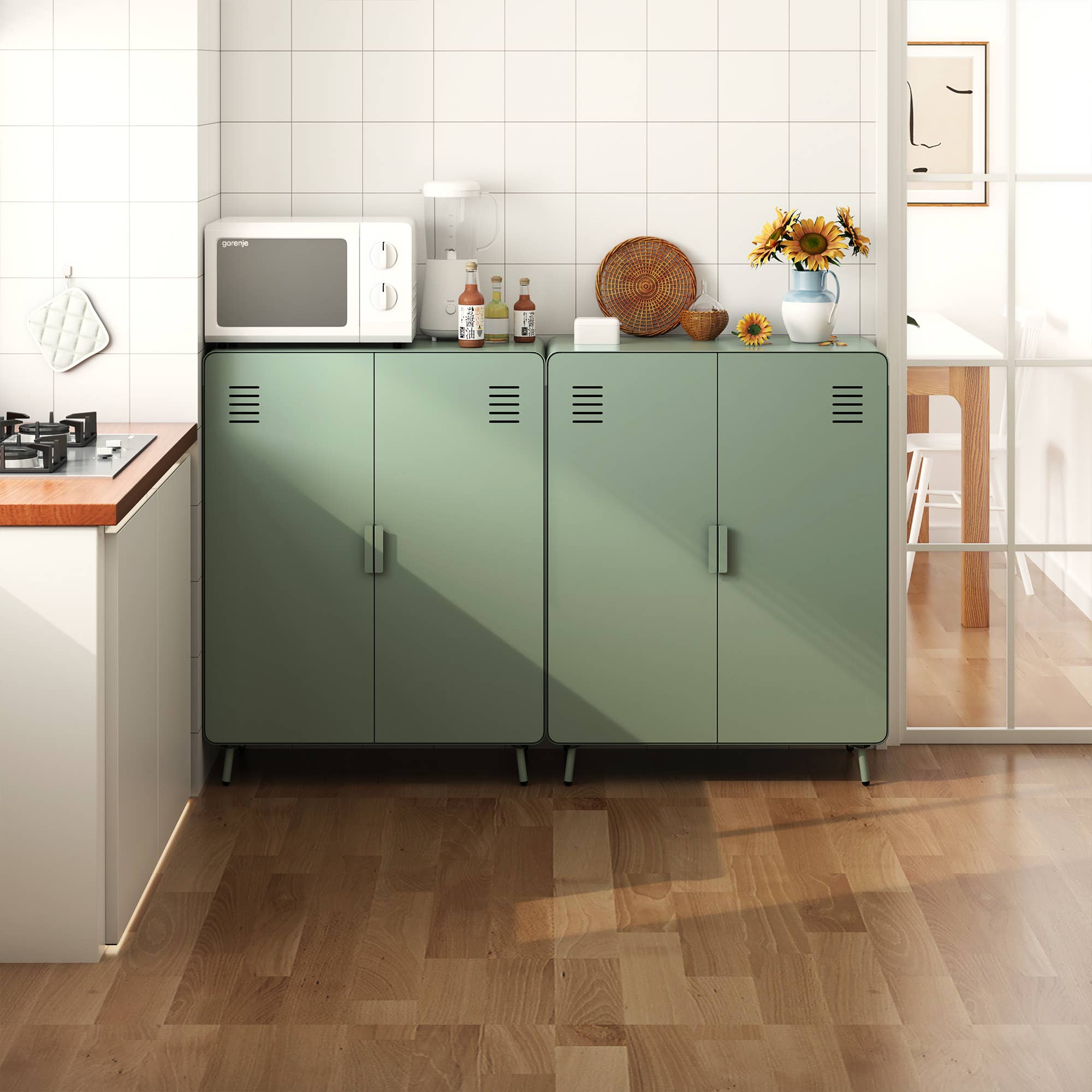 HOMYCASA DESIGN INC - Wholesale Cabinet - Industrial 2-Door Steel Storage Cabinet - 31.5" Wide10