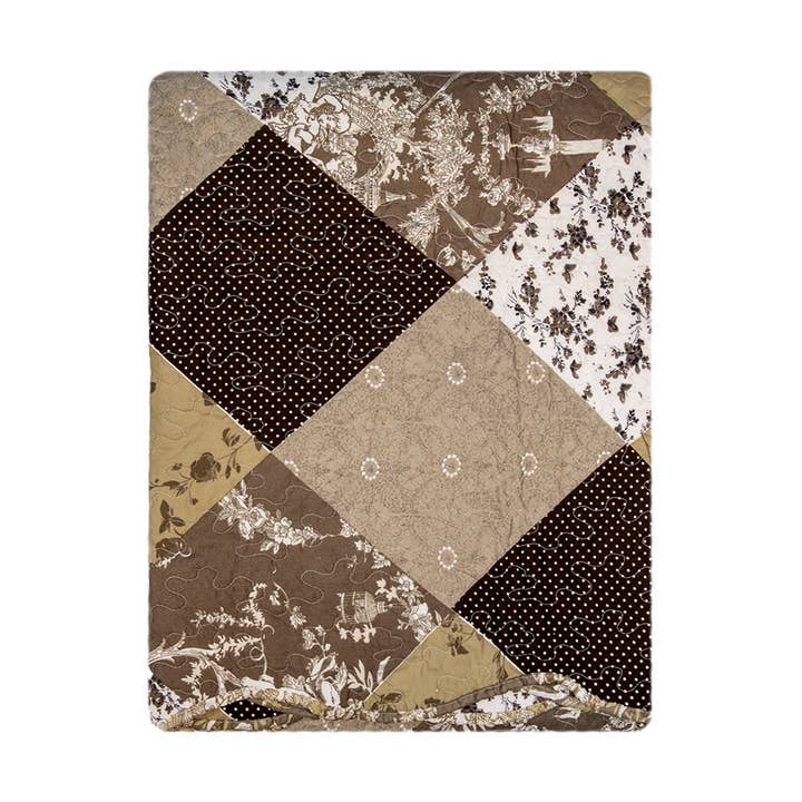 Colcha Q205.060, 180 x 250 cm, poliéster, color marrón para venta al por mayor de Clayre & Eef