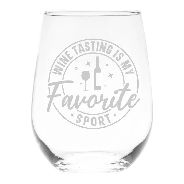Wijnproeven is mijn favoriete sport, wijnglas zonder steel, 17 oz voor wholesale door C&M Personal Gifts