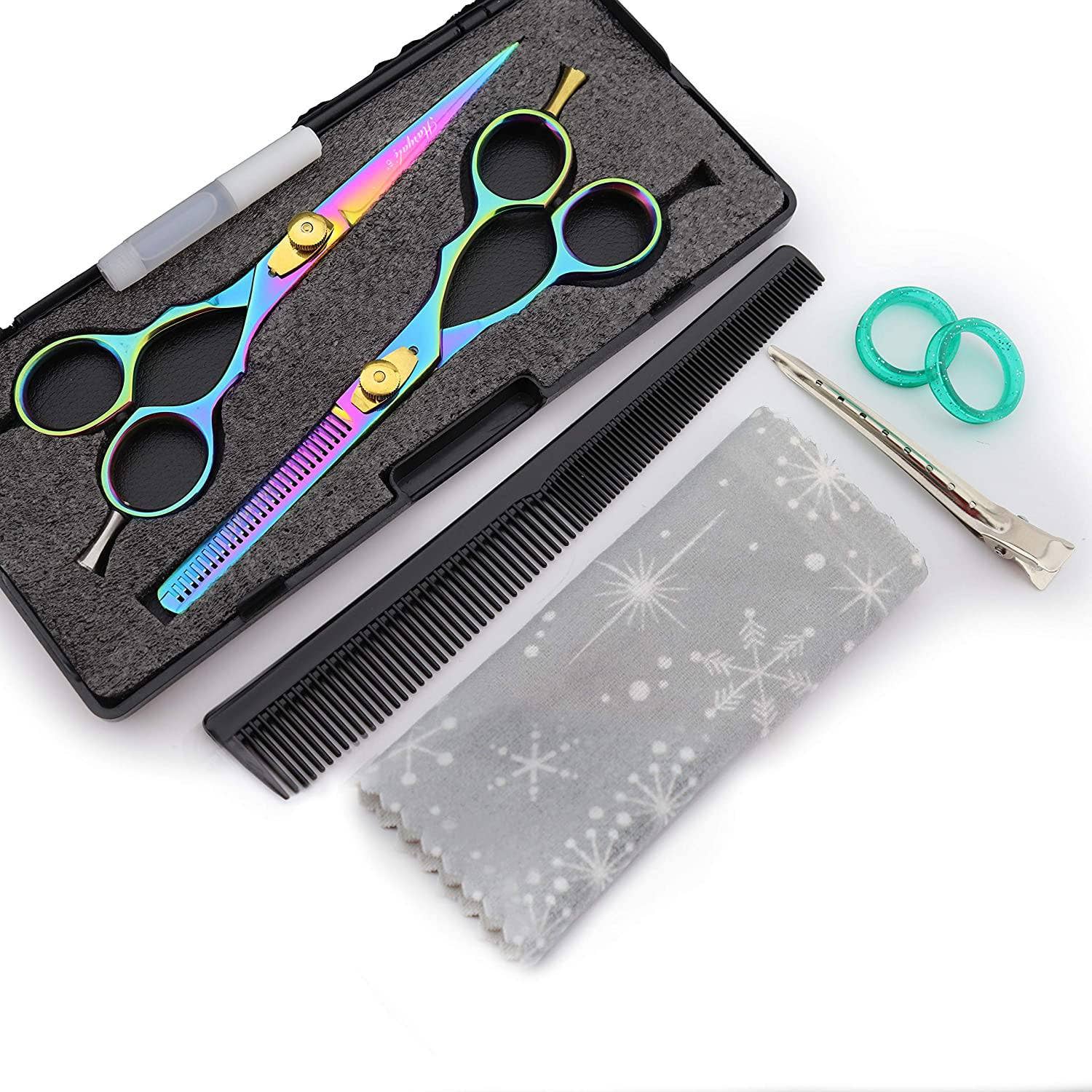 Haryali London – wholesale Frisörsax – Professionellt set med 15 cm frisör- och barberarsax inkl. tunningssax i multicolor2