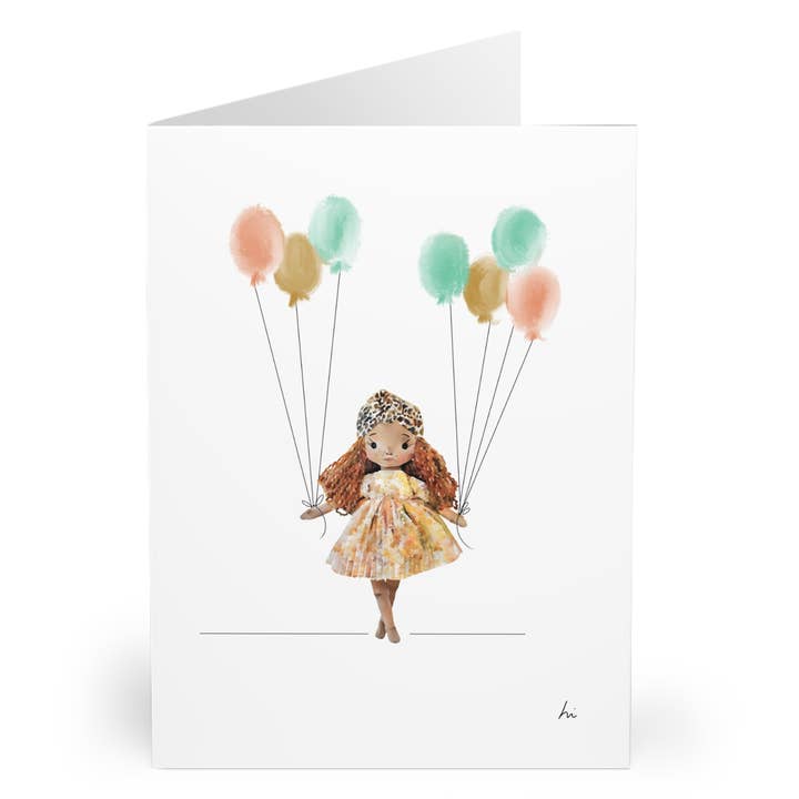 HarperIman and Co. - Wholesale Birthday Card - Ayanna w/ Balloons - HarperIman Greeting Cards