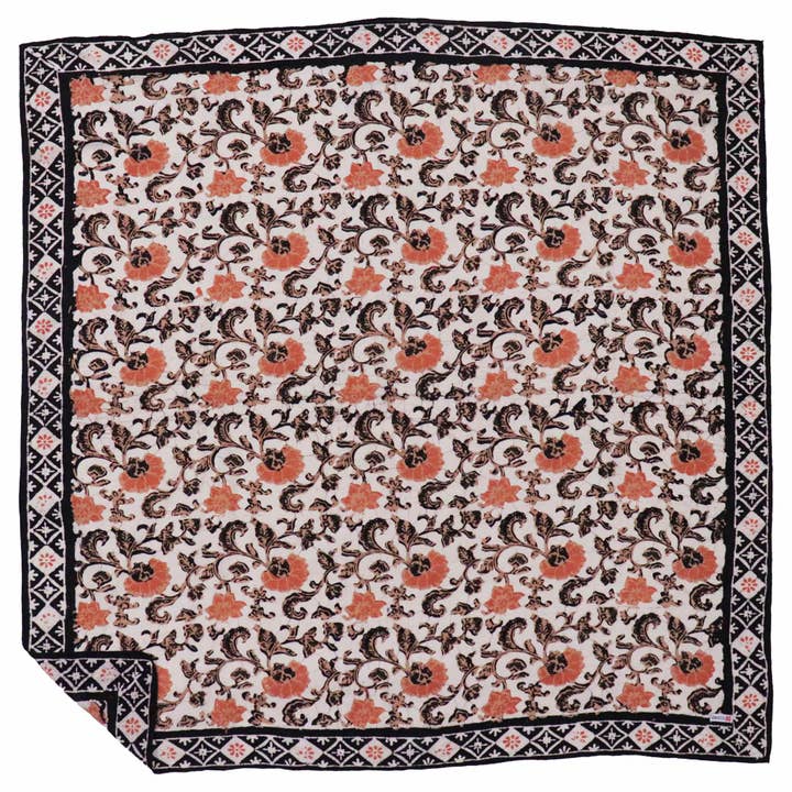 Large 39" Hand Dyed Batik Bandana, 100% Soft Cotton, Citrus Noir for wholesale by Kasih Co-op
