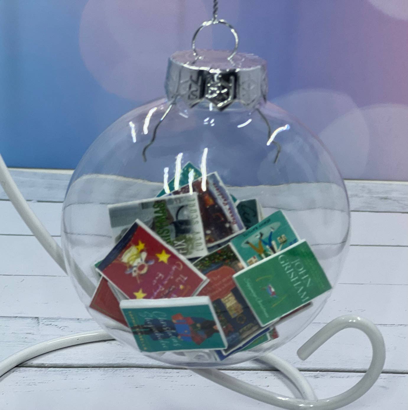 Nans Tees - Wholesale Ornament - Miniature Books Holiday Ornament | 20 Christmas-Themed Titles | 3.15" Transparent Flat Ornament with Bookish Gift Box2