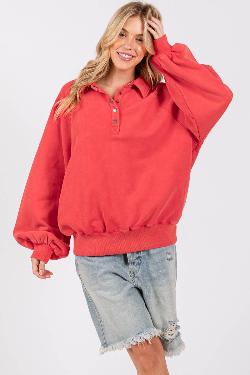 Sewn and Seen - Venta al por mayor Sudadera - Mujer - SUDADERA CON CUELLO A PRESIÓN CON LAVADO MINERAL23