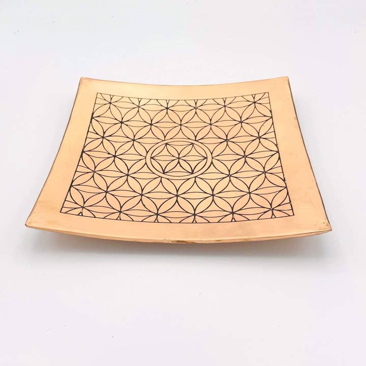 Rock Paradise - Wholesale Crystal-charging plate - Crystal Copper Charging Plate with Flower of Life Engraving3