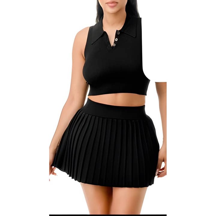 Esmeray Clothing – Großhandel Set aus Oberteil und Rock – Damen – KLASSISCHES PLISSIERTES STRICKSET5