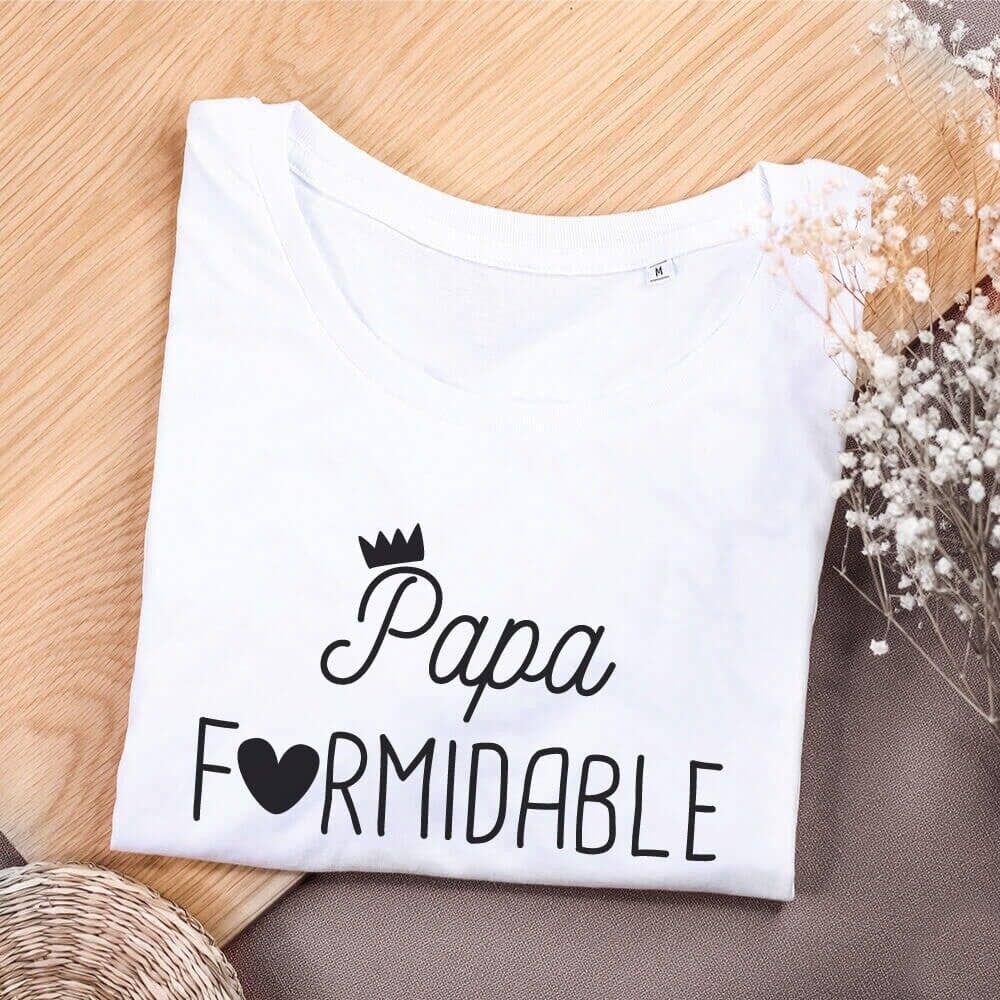 Ourson Câlin - Wholesale Screen Printed T-Shirt - Men's - “Papa Formidable” white T-shirt0