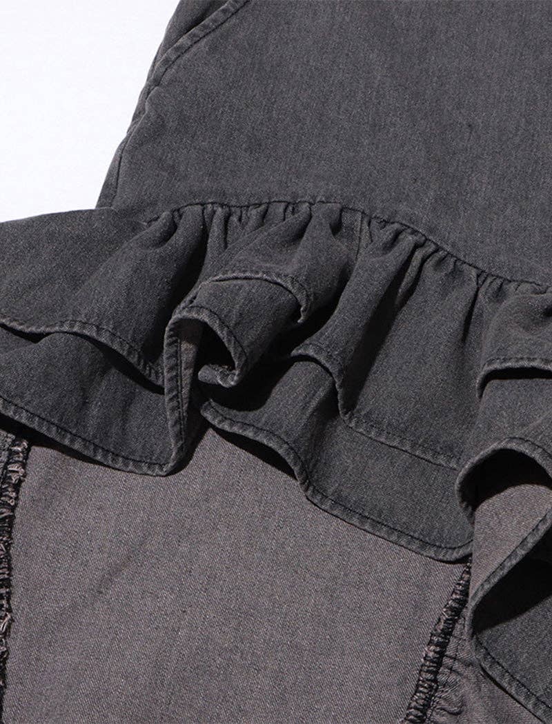 GREY Asymmetrical Ruffle Split-Hem Maxi Skirt for wholesale on Faire7