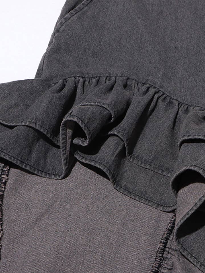 GREY Asymmetrical Ruffle Split-Hem Maxi Skirt for wholesale on Faire7