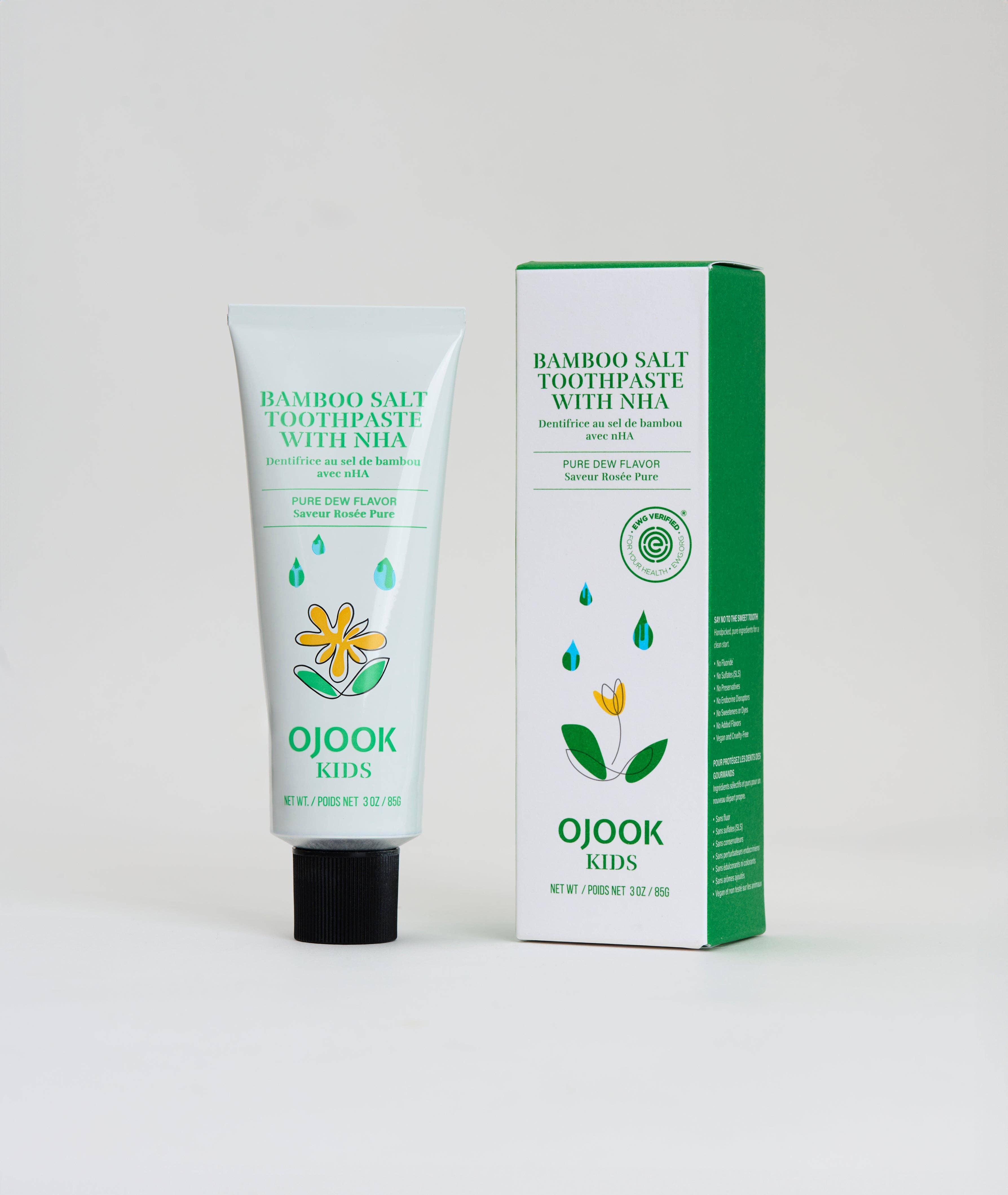 OJOOK - Wholesale Toothpaste - Kids Bamboo Salt Toothpaste with nHA - Pure Dew (2 sizes)7