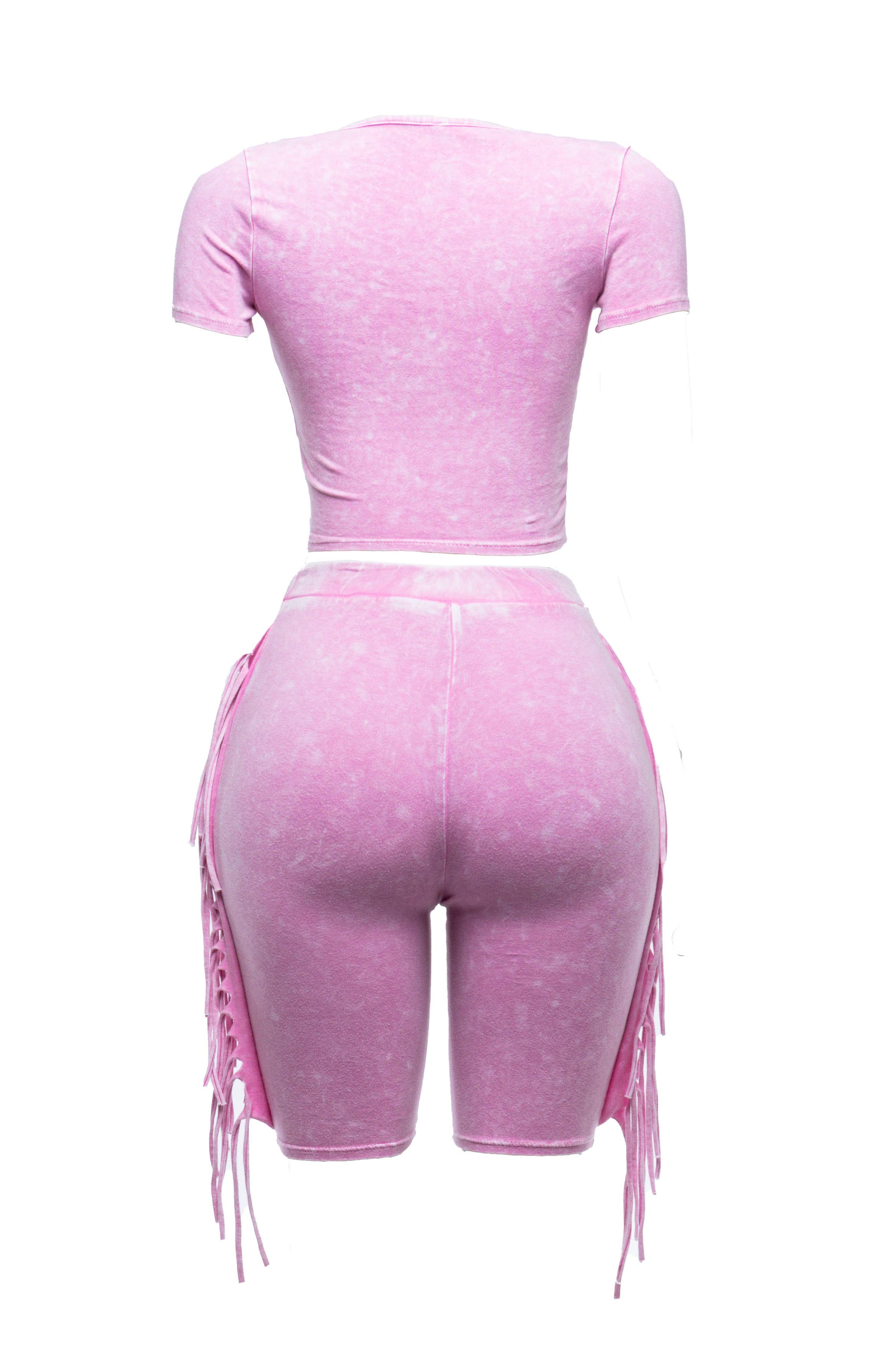 K Too - Wholesale Top & Pant Set (NOT Loungewear) - Women's - Mineral washed fringe biker set1