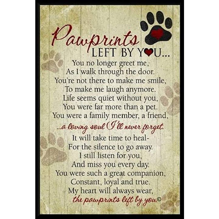 Pawprints Left By You Pet Memorial Wall Plaque 6071 for wholesale by The Grandparent Gift Co. Inc.