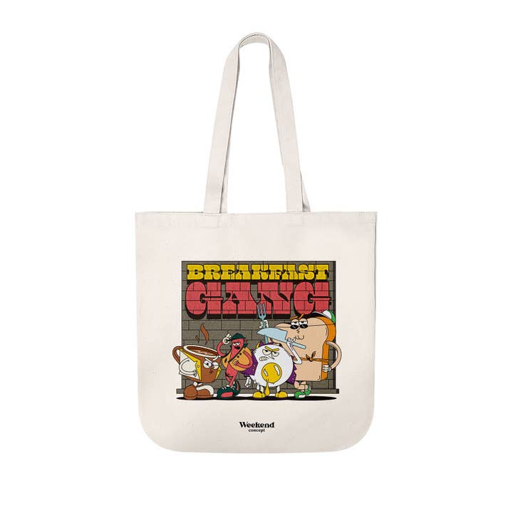 Breakfast Gang Organic Spring Tote Bag for wholesale by Weekend Concept